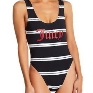 New JUICY COUTURE STRIPED HIGH-CUT ONE PIECE SWIMSUIT sz. SMALL
